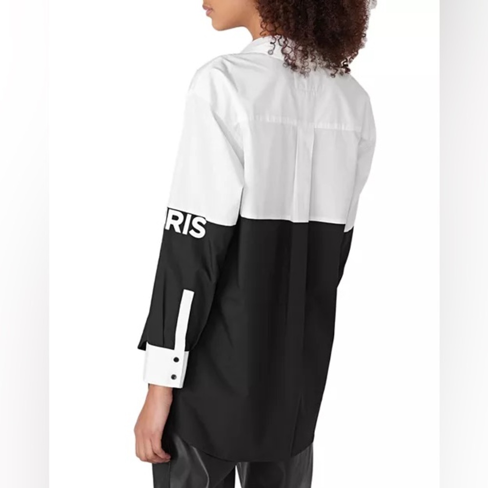 Women's Colorblock Button-Front Cotton Top - Picture 2 of 9